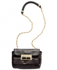 Add a little shimmy and a lot of drama to your look with this can't-be-missed crossbody bag featuring light-catching sequins, goldtone hardware and a thick braided shoulder strap.