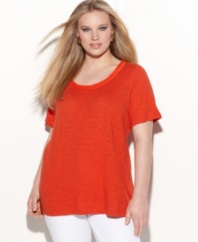 INC's short sleeve plus size top is a must-get basic for your casual wardrobe this season.
