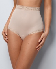 The high-waist panty by Olga Christina is soft and comfortable with pretty floral scalloped trim.