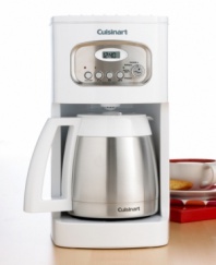 This sleek coffee maker is the perfect solution to your wake-up woes. Eye-opening, aromatic brews are easier than ever to make with fully programmable controls and a brew pause feature that lets you grab a mug full before the brewing is even complete. Three-year limited warranty. Model DCC-1150.