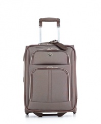 Stocked with all of the organizational features you depend on, such as a detachable shoe bag and multiple pockets, this durable upright expands to carry your load with ease. 10-year warranty.