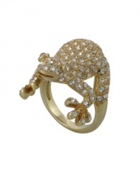 Chic and charming. Add a sense of whimsy to your everyday style with City by City's fun and fashionable frog ring. Crafted in gold tone mixed metal, it's embellished with sparkling crystal accents. Sizes 5, 6, 7, 8 and 9.