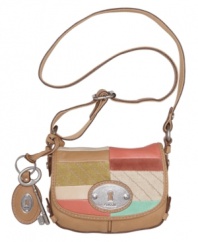 Go hippie-chic with this pretty patchwork flap bag by Fossil. With an easy-going crossbody silhouette and dangling signature charms, it's the perfect on-the-go style for any day of the week.