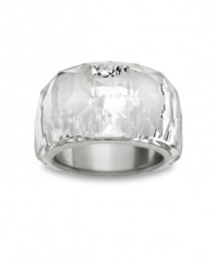 Clear and present chic! Swarovski translates its signature crystal into an eye-catching cocktail ring. Available in wear-with-anything classic clear crystal, in addition to pretty teal and rose versions. Made in silver tone mixed metal. Size 7.