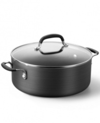 Designed for everybody's favorite Southwestern specialty, but also perfect for soups and stews, this chili pot from Simply Calphalon features a quick-heating, hard anodized exterior and double coating of exclusive nonstick formula. 10-year warranty.