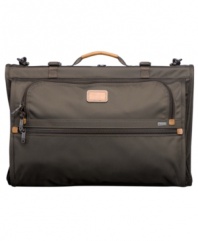 Plane & simple-just pack, board & stow this compact garment bag for a convenient and hassle-free approach to flying high. Outfitted to get you there wrinkle- and crease-free, this tri-fold bag carries one to two garments and features an exterior ticket pocket that keeps tabs on your travel must-haves. 5-year warranty.