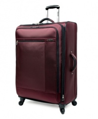 A little goes a long way with lightweight luggage that eases your load without sacrificing durability. The long life of this incredibly strong suitcase keeps you traveling, offering 360-degree wheels, an expandable main compartment and convenient interior features that keep your clothes wrinkle free. Limited lifetime warranty. Qualifies for Rebate