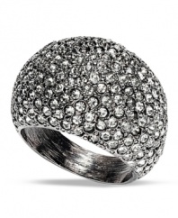 Perfect for a party! Add glitz and glamour to your outfit with Charter Club's dazzling dome-shaped ring. Embellished with sparkling crystals and glass accents, it's crafted in hematite tone mixed metal. Size 7.