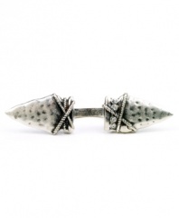 Look sharp. RACHEL Rachel Roy's arrowhead ring embodies an edgy twist. Crafted in silver tone mixed metal, it features a selection of sparkling glass accents. Size 7.