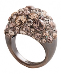 A little bling takes your look a long way. Fossil's eye-catching cocktail ring boasts dozens of blush-colored crystals set in brown tone mixed metal. Size 7 and 8.