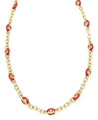 Layer up on luxurious links. Embrace the long necklace trend in Charter Club's chic gold tone mixed metal and red resin link strand. Necklace can be worn long or doubled. Approximate length: 36 inches.