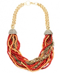 Whip your look into shape with a stylish torsade necklace. INC International Concepts ultra-chic design features seed beads in summery coral hues. Set in mixed metal. Approximate length: 19 inches + 3-inch extender.