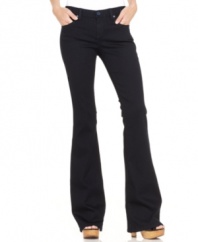 Expand your denim horizon with these petite jeans in a fashion-forward silhouette from Calvin Klein Jeans. The flared leg looks ultra-flattering with platform heels!
