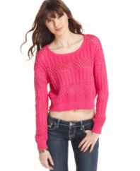 Chic and comfy and cropped, this chunky knit sweater from JJ Basics contains all the right C's! Rock it with your best jeans for a day ensemble that's easy to snuggle up to.