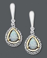 Search no more for the perfect personalized gift. Your October birthday girl will adore these sweetly-sparkling teardrop earrings. Crafted in 14k gold and sterling silver with pear-cut opals (1/2 ct. t.w.) and diamond accents. Approximate drop: 1 inch.