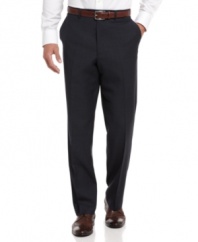 A subtle navy plaid adds a fine line to your dress wardrobe. These pants from Lauren by Ralph Lauren make the cut.