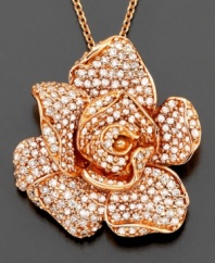 Untamed beauty, like that of a wild rose. This pendant from Effy Collection features round-cut diamonds (1/3 ct. t.w.) set in 14k rose gold. Approximate length: 18 inches. Approximate drop: 3/4 inch.