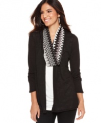Elementz makes coordinating completely effortless-an inset layer creates the look of two pieces, while a matching zig zag infinity scarf buttons at the back neck for easy accessorizing! (Clearance)