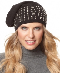 Such a stud. Make your mark this winter with MICHAEL Michael Kors' pyramid-studded wool blend hat.