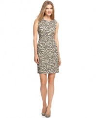 Calvin Klein's petite, animal-patterned jacquard dress gives the traditional sheath a touch of charisma.