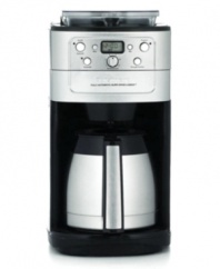 Fresher beans, better brew. This coffee maker has a built-in burr grinder that prepares beans just seconds before brewing. Fully programmable with a sleek, European design, this 12-cup unit will feel right at home in any coffee lover's kitchen. Three-year limited warranty. Model DGB-900BC.