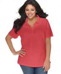 Look casually chic with Karen Scott's short sleeve polo shirt-- grab all the colors at an affordable Everyday Value price!