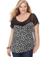 Pounce on a super fierce look with L8ter's short sleeve plus size top-- animal prints are all the roar this season!