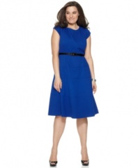 Jones New York's chic A-line is perfect for work with crisp seamed details and a figure-flattering belt.