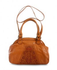 Earthy elements combine in this boho-inspired Lucky Brand satchel for a free-spirited appeal. Aged goldtone hardware and a unique lace cut-out front pocket add a vintage-inspired allure.