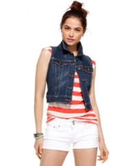 Looking to add rebel cool to your daytime ensemble? Turn to Levi's cropped denim vest for a chic way to layer on the attitude!