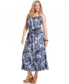 Make every day feel like a vacay with DKNY Jeans' sleeveless plus size maxi dress, flaunting a floral-print.
