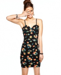 Panels of fruit print stretch across this corset-style dress from Material Girl -- and create a chic look for girls who just want to have fun!