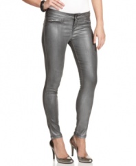 Let your style rip in these gunmetal straight leg pants from Guess? that's comes replete with chic, downtown edge!