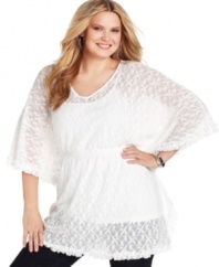 Embrace one of the season's must-have looks with Style&co.'s plus size tunic top, crafted from romantic lace.