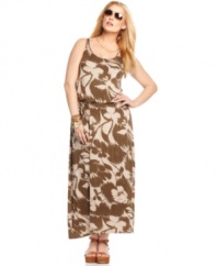 Style meets comfort with MICHAEL Michael Kors' sleeveless plus size maxi dress, cinched by a belted waist.
