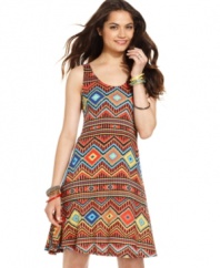 For style that's cute across the globe, opt for this day dress from American Rag that boasts a girlish, a-line shape and print that thrives on fun design!