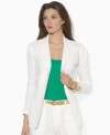 Lauren by Ralph Lauren's tailored silhouette lends elegance to a petite three-button jacket, designed for season-spanning style in lightweight linen.