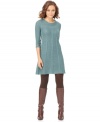 Spense's pretty petite sweater dress features pointelle and cable-knit details on a feminine A-line silhouette. Great for pairing with tights and tall boots this season. (Clearance)
