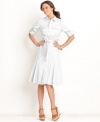 The essential petite shirtdress takes on rolled tab sleeves and feminine tailoring for a fresh and flattering look, by Charter Club. (Clearance)