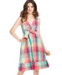 Washed in a gentle rainbow of colors, this sweet, a-line dress from American Rag is a brilliant take on picnic-ready style!