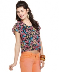 Give your look a floral awakening with this crop top from Material Girl!