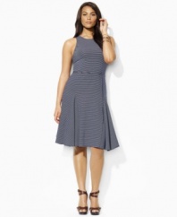 A warm-weather plus size essential is crafted in a chic tank dress silhouette, and rendered in sleek modal jersey for comfort by Lauren by Ralph Lauren.