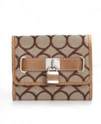 Although detailed with a classic 9 signature print, this Nine West style is a definite 10. Small enough to fit it any handbag, this indexer wallet easily stores all your cards and cash.