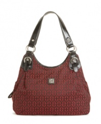 Giani Bernini's classic logo in a jacquard weave accentuates this trendy hobo bag's vibrant color and sexy silhouette.
