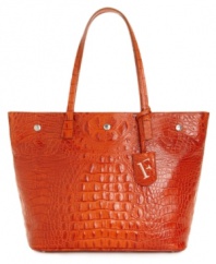 Delight, indeed: A richly textured croc pattern makes the leather tote purse by Furla so sophisticated.