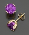 Light up the room. Bright round-cut amethysts (3-1/2 ct. t.w.) add just the right amount of color. Set in 14k gold.