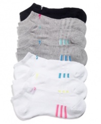 A 3-pack of no-show socks with built-in odor-resistant treatment and classic adidas style.