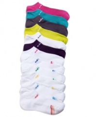 Stay light on your feet with this 6-pack of socks by adidas. Constructed in a lightweight, no-show design for an inconspicuous look and feel.