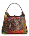 Escape the ordinary with the haute hues and daring animal print accents on this Brasil-inspired design from FALCHI by Falchi. You'll be ready for any adventure that comes your way with this slouchy hobo shape featuring conveniently placed pockets on exterior and inside. Bonus: this style is reversible!