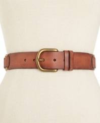 Your connection to everyday style. Fossil updates the classic leather belt with hinges and antiqued hardware.